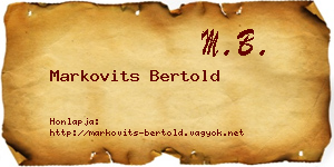 Markovits Bertold névjegykártya